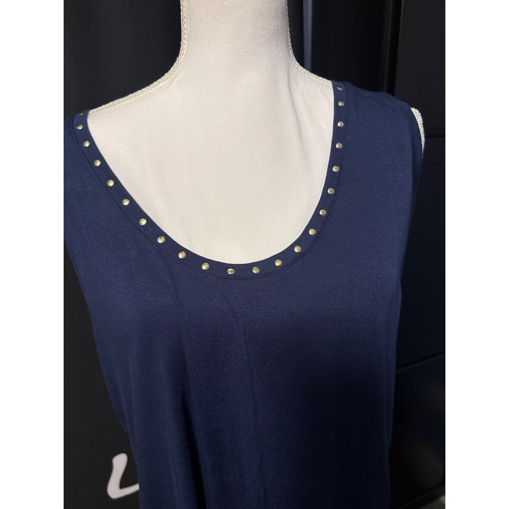 International Concepts Navy Blue Studded Tank Top XXL - Picture 2 of 5